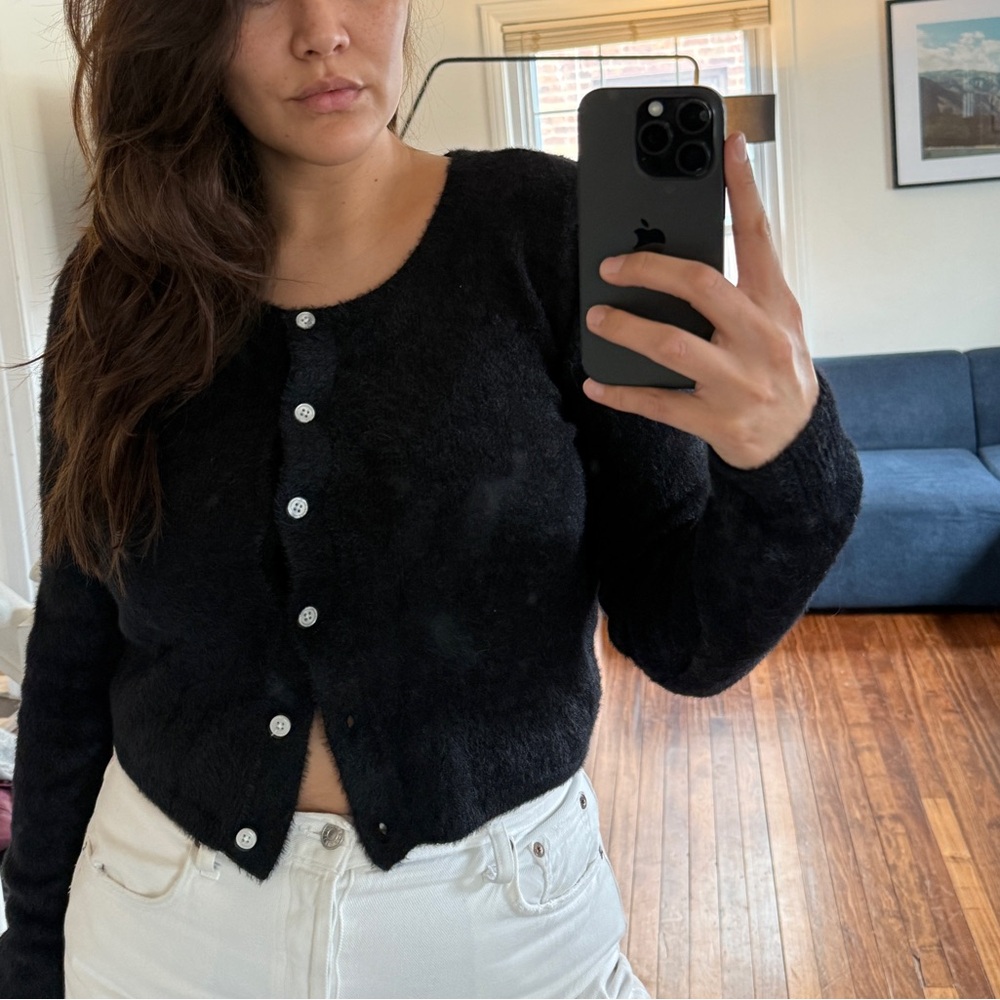 Women's Black Button-Up Cardigan